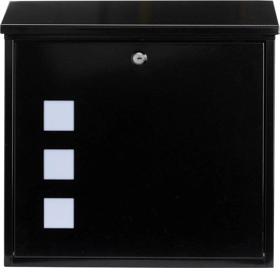 Cassa Pecchi Postale in Acciaio Zinato da Murale con Chiusura e Copertura Removibile - Nero - 37x36x11cm