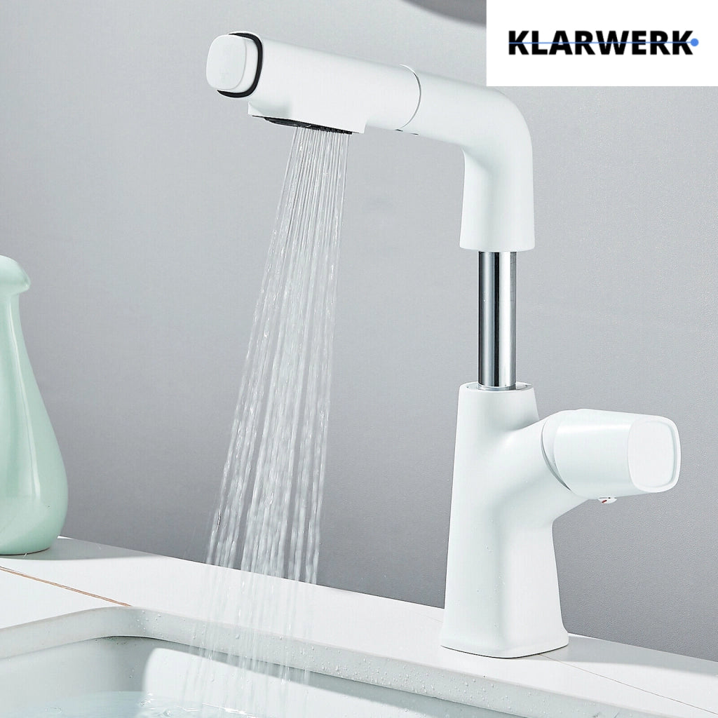 MAX | Rubinetto da bagno estensibile in acciaio inox con funzione doccia bianco | da bagno con rubinetto alto, lavabo independente per ristorazione