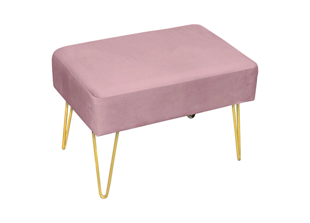 Pouf Salotto/Camera Panca Design Moderno Modello Velvet In Tinta Unita - Pouf - Rosa Antico