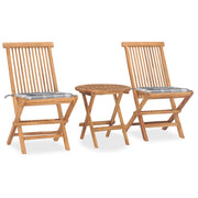 Set da Pranzo Giardino Pieghevole 3 pz Cuscino Massello di Teakcod mxl 96496