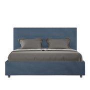 Letto matrimoniale senza rete imbottito 160x190 microfibra blu Mika