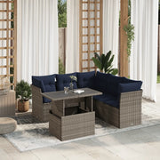Set Divani da Giardino 6 pz con Cuscini Grigio in Polyrattan 3266581