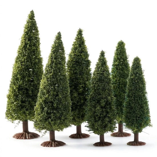 Diorama-boom 6 pezzi - Alberi in miniatura - Alberi in scala - Figure in plastica - Alberi paesaggistici - Finitura naturale