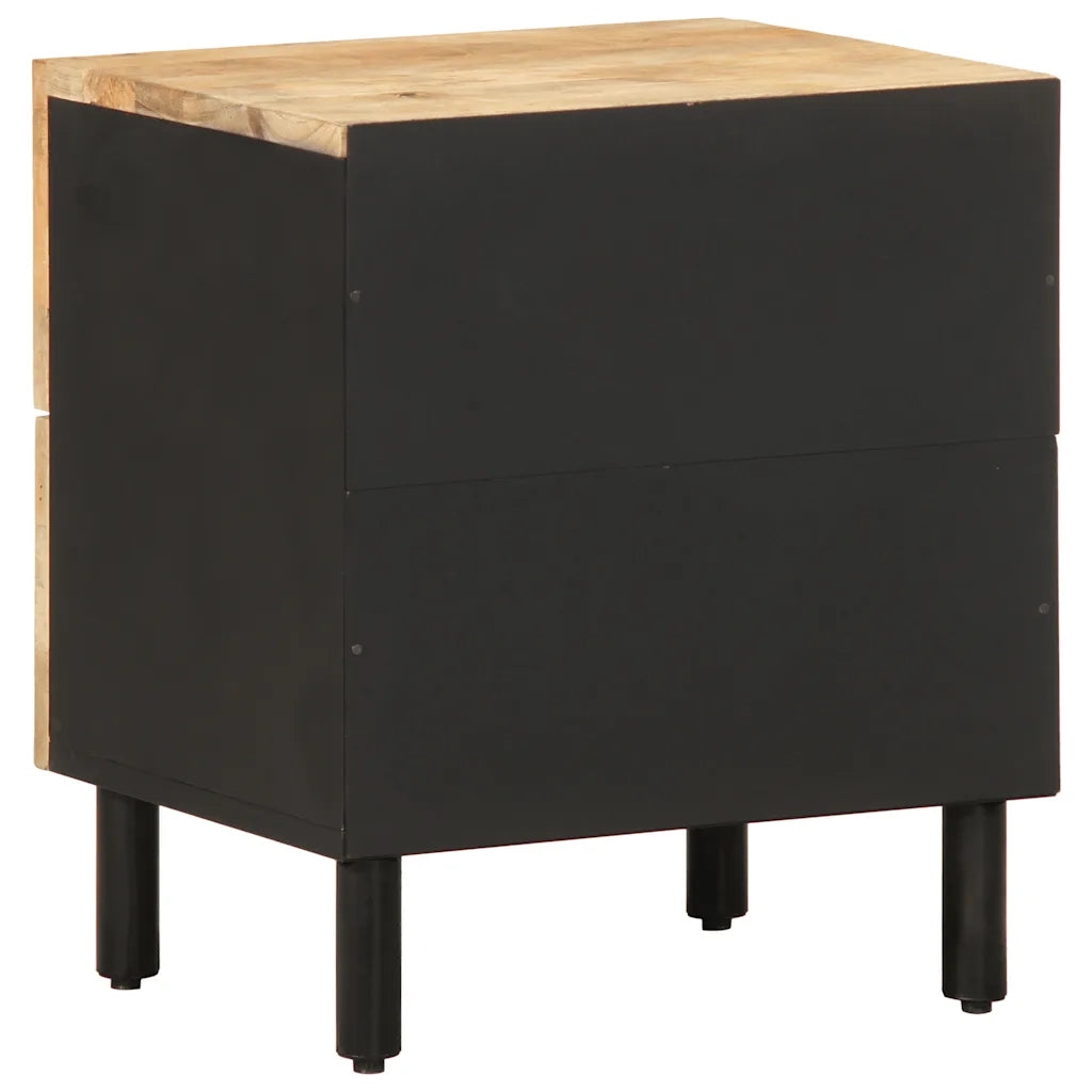 Comodino Nero 40x33,5x46 cm in Legno Massello di Mango Grezzo 4018626