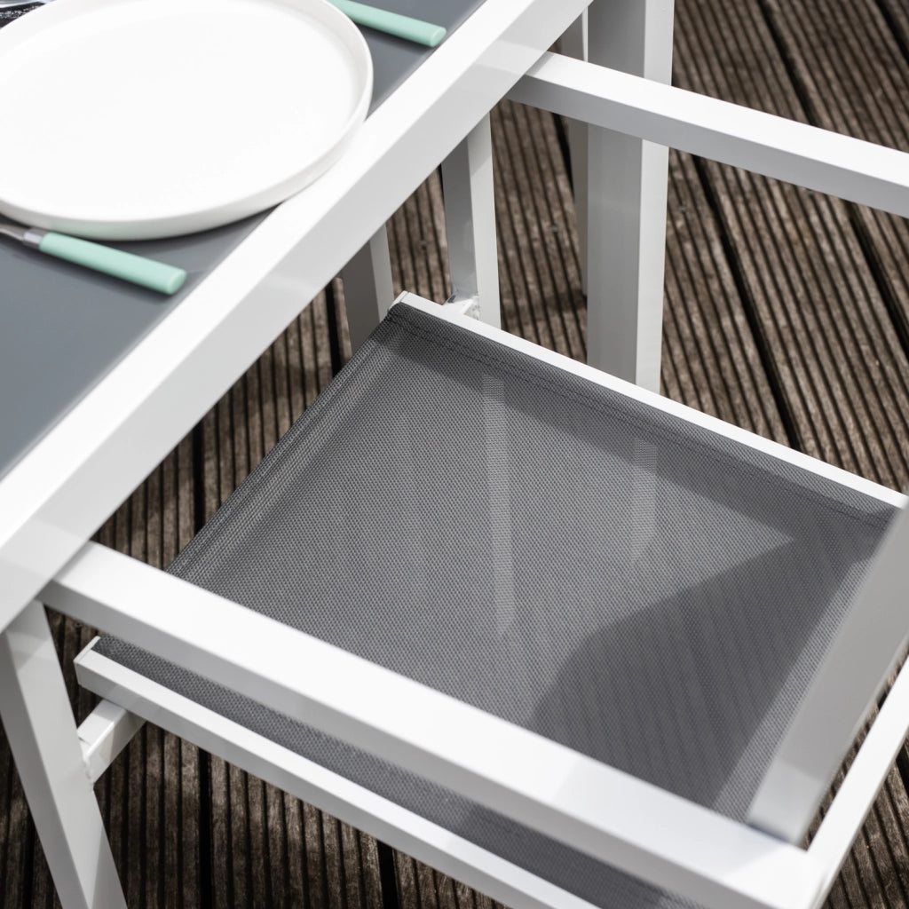 Set di mobili da giardino BERGAMO in textilene grigio 6 posti - alluminio bianco