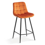 Sedia da banco JUTE – Velluto arancione – Piedi in metallo – Altezza 95 cm – Stile moderno