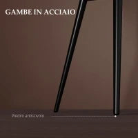 Set 2 Sedie da Pranzo Nordiche Imbottite con Braccioli Ricurvi in Tessuto Effetto Velluto, 54x57x80 cm, Marrone