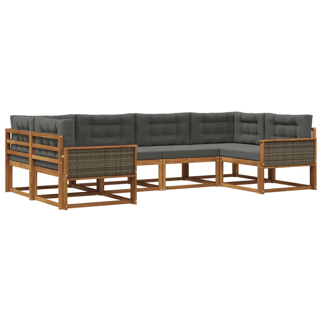 Set di divani da esterno con cuscino 6 pcs Naturale e Antracite 3382840