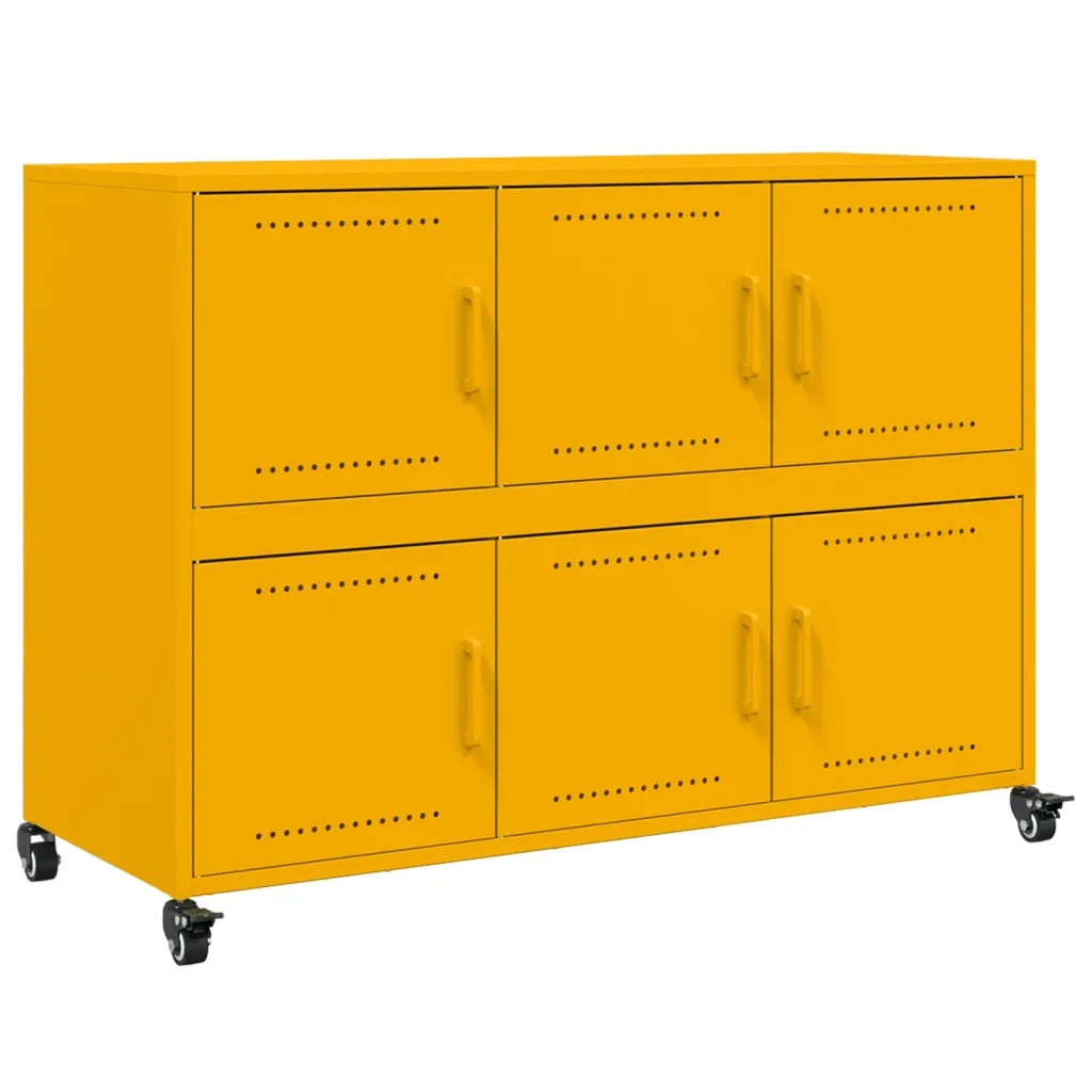 Credenza-Buffet-Armadio da cucina Giallo Senape 100,5x39x72 cm Acciaio Laminato a Freddo