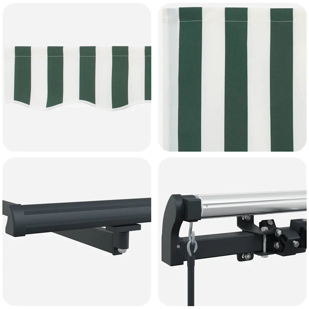 Tenda Retrattile Verde e Bianco 350 x 250 cm 3330469