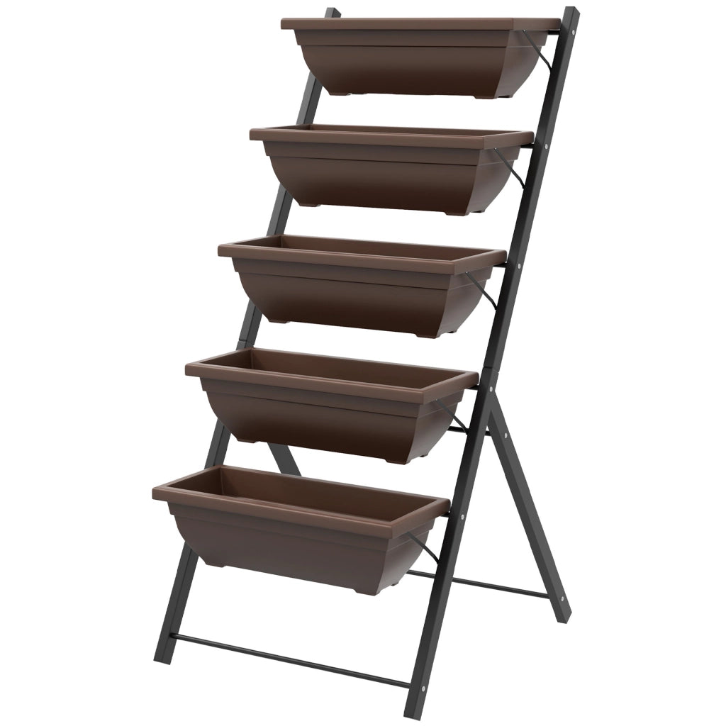 Supporto Piante 5 Livelli con 5 Vasi ¨C zephmum ¨C Nero 55x63x120 cm