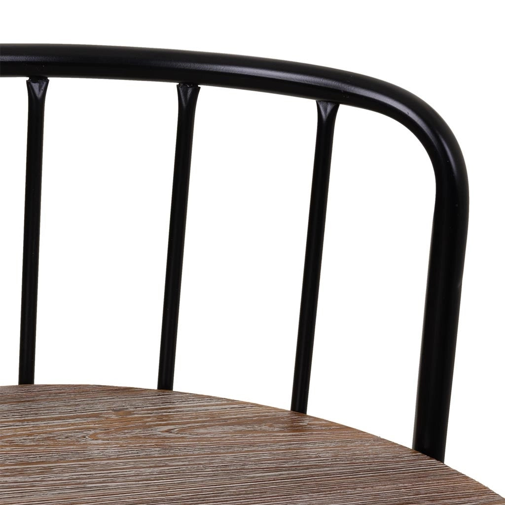 Sgabello con schienale metallo e legno nero 41x41x88