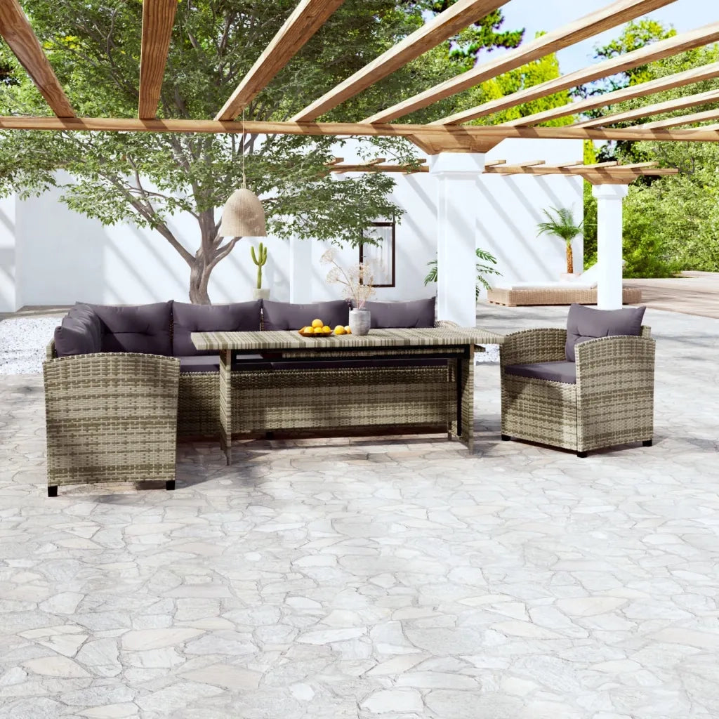Set Divani da Giardino 3 pz con Cuscini in Polyrattan Grigio cod mxl 38720