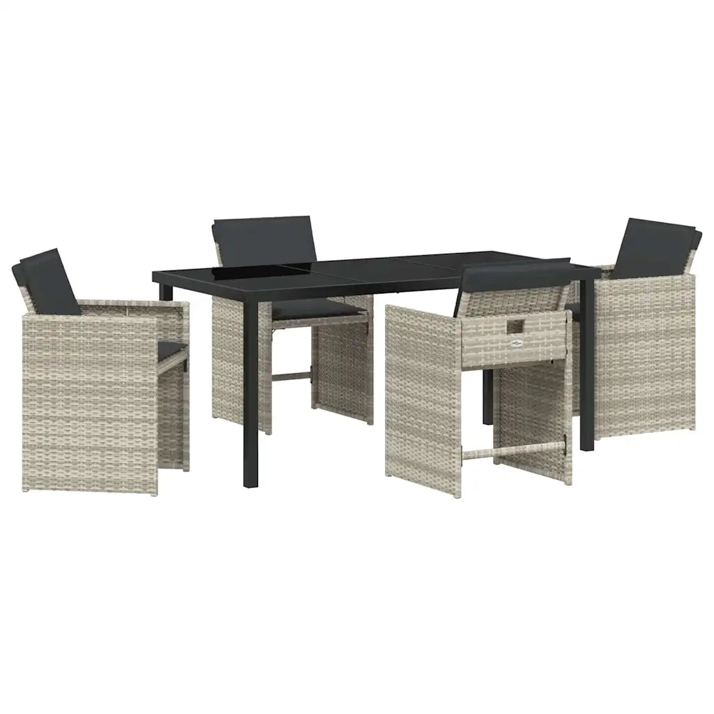 Set da Pranzo per Giardino 5 pcs Grigio chiaro polyrattan 3380707