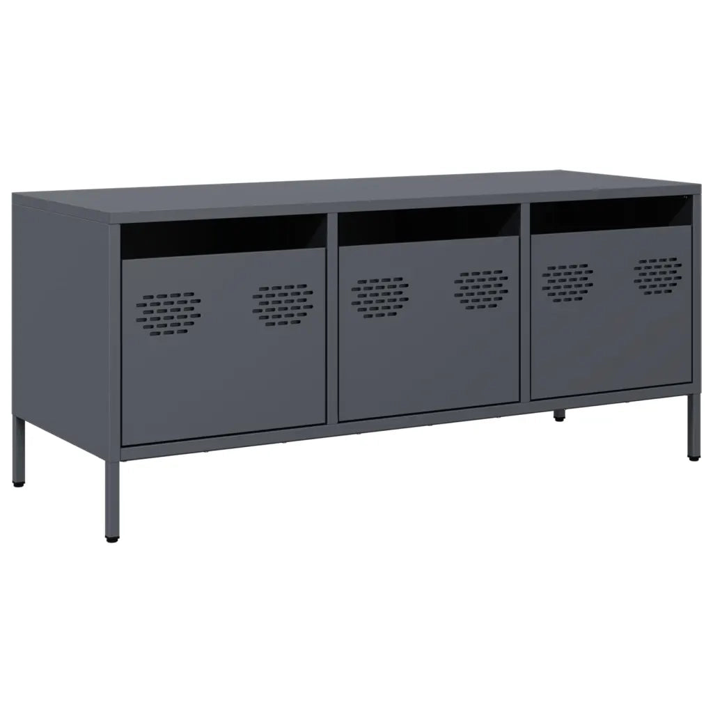 Mobile TV Antracite 101,5x39x43,5 cm Acciaio Laminato a Freddo
