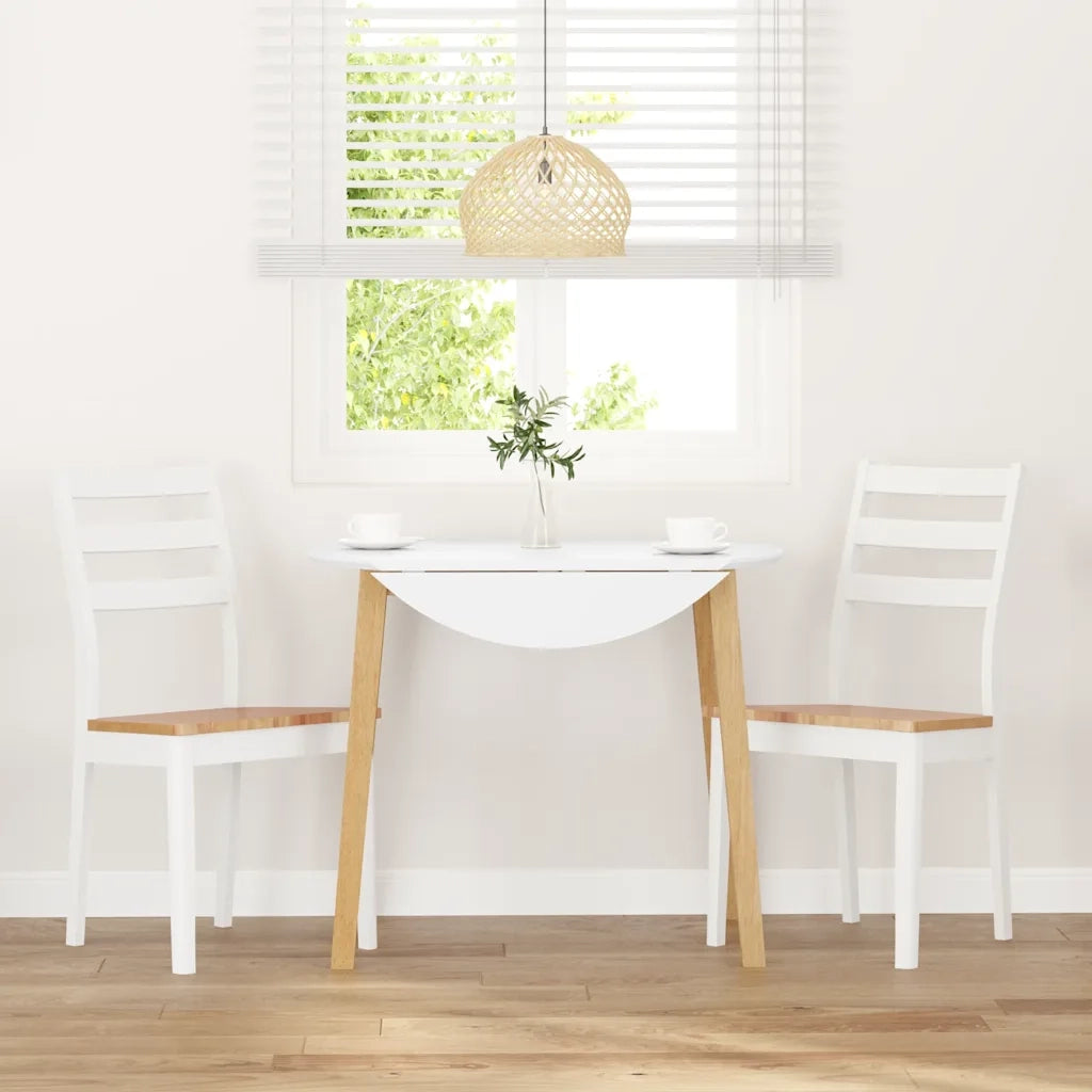 Sedie da Pranzo 2 pz Bianche in Legno Massello di Hevea 4102520
