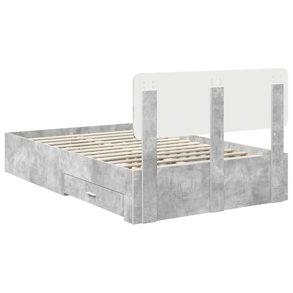 Struttura del letto con testiera Grigio cemento 120 x 190 cm