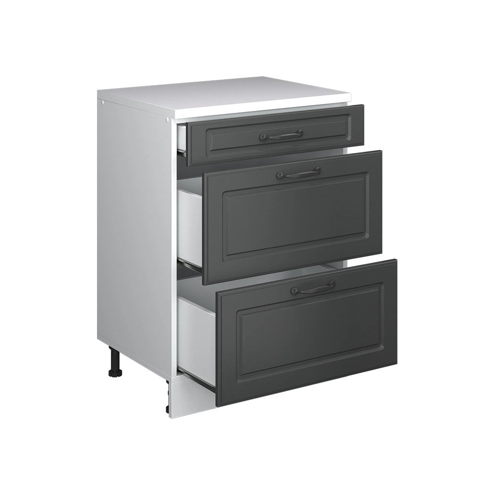 Mobile per mansarda Rion Antracite rustico/Bianco 60 x 83.8 cm senza inclinazione con 3 cassetti Vicco