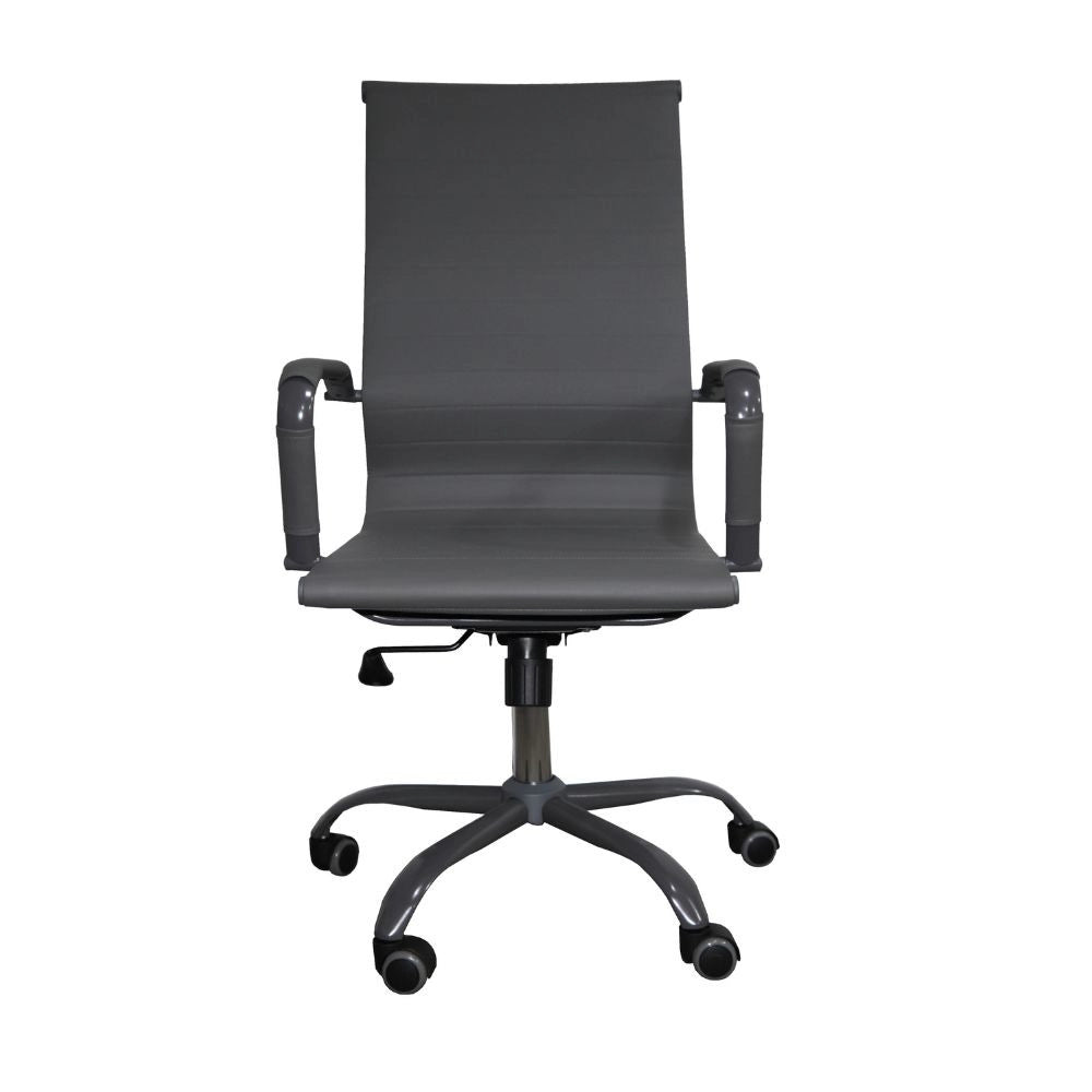 Poltrona da ufficio Nuvia con schienale ergonomico e ruote colore grigio H105