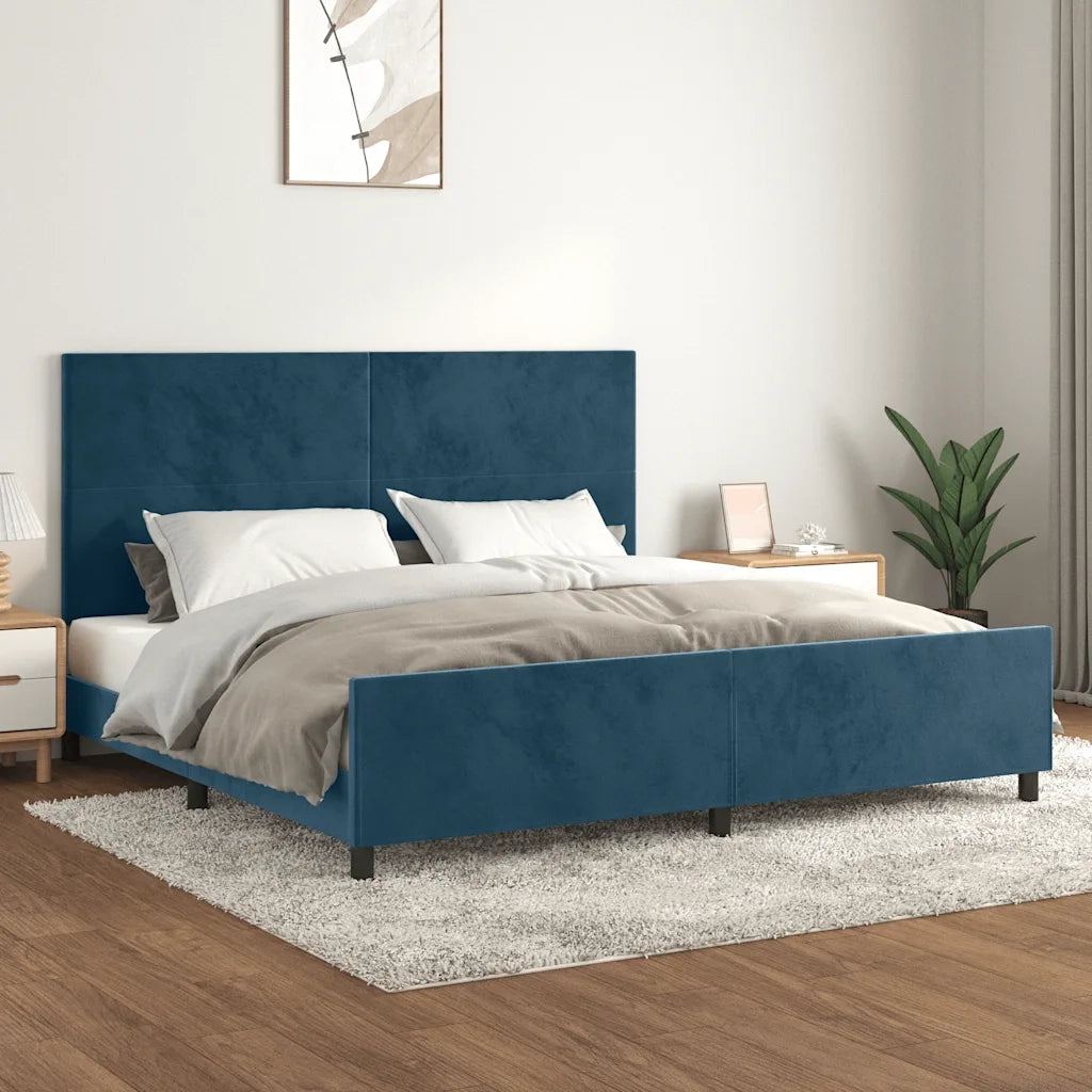 Giroletto senza Materasso Blu Scuro 200x200 cm in Velluto 3125657