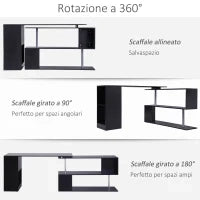 Scrivania Angolare Salvaspazio con Ripiano a S, Scrivania Moderna in Legno, 140x120x78 cm, Nero