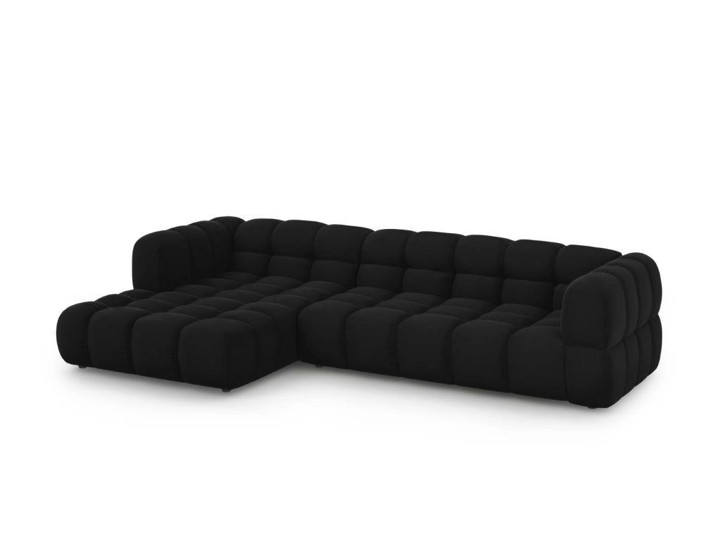 Cosmopolitan Design - Divano angolare modulare sinistro "Sky" 4 posti in velluto nero 