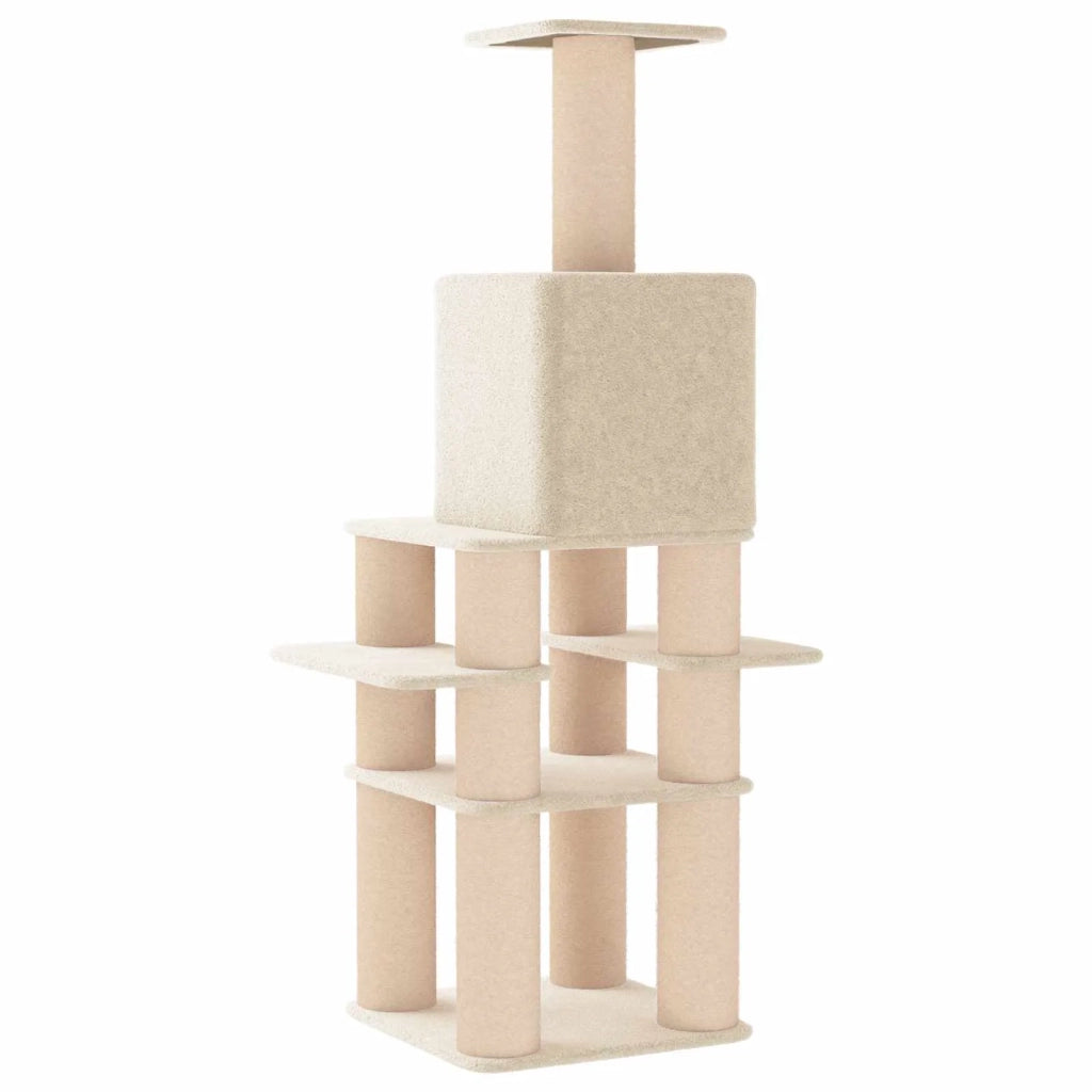 Albero per gatti con pali per graffiare in sisal Crema 180 cm 42033042