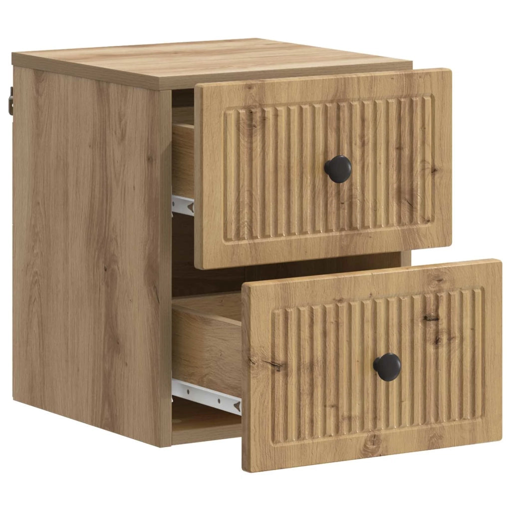 Mobiletto da notte a muro con cassetto 2 pcs Rovere Artigianale