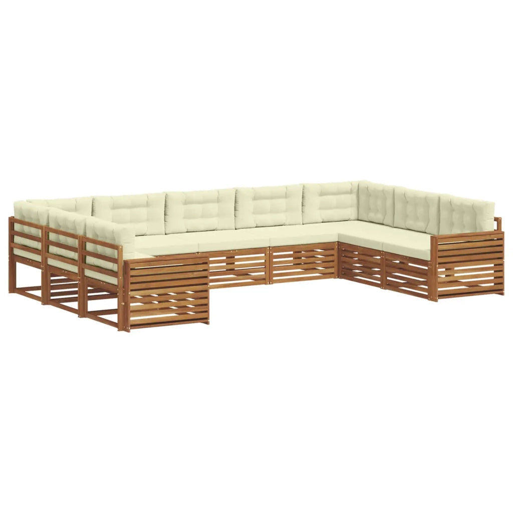 Set di divani da esterno con cuscino 9 pcs Naturale e Crema 3374135