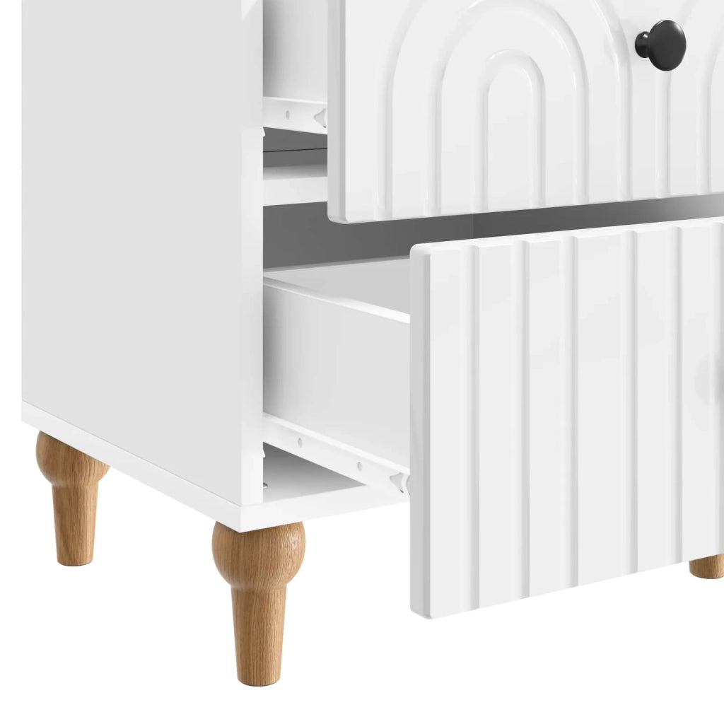 Armadio da Notte con cassetto Bianco Lucido 43 x 34,5 x 48 cm