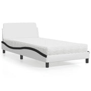 Letto con Materasso Dover Bianco e Nero 100x200 cm in Similpelle
