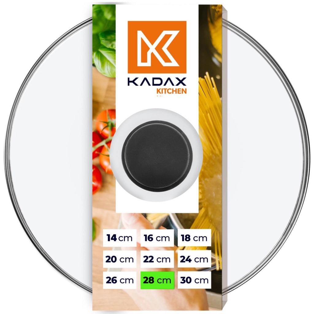 Coperchio in vetro KADAX da 28 cm, universale, resistente al calore, per pentole e padelle.