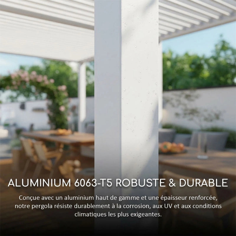 Pergola bioclimatica Ombréa autoportante VS 3x3M Bianco + 1 tenda