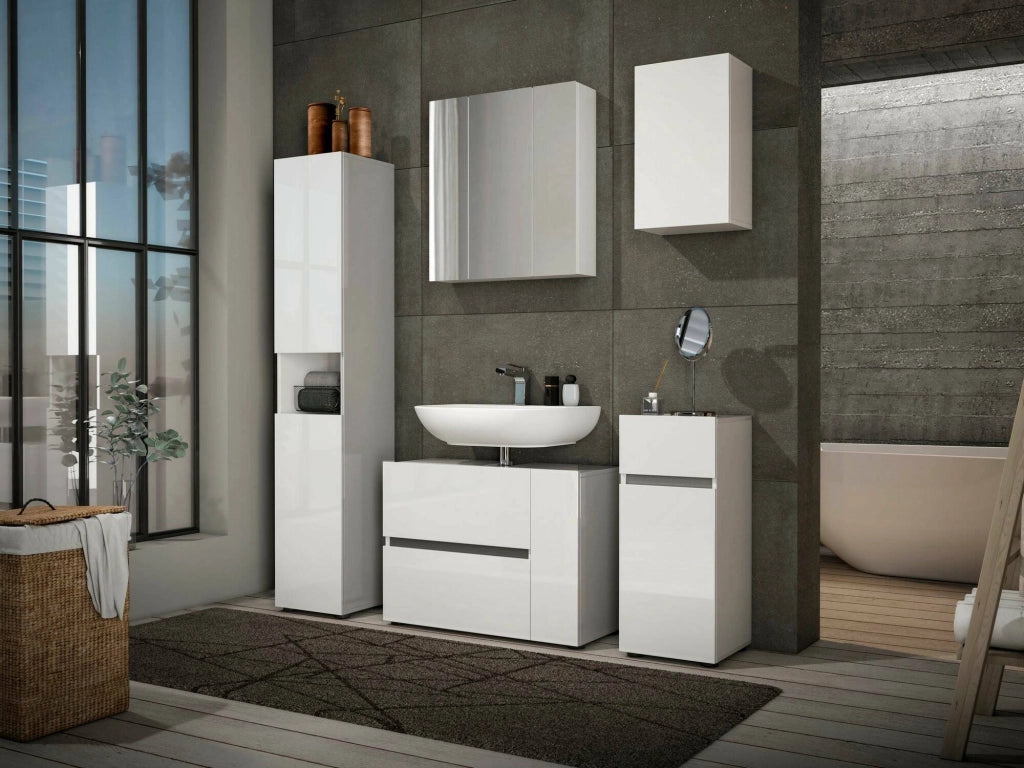 Volpetta, Mobile Colonna 5 Ripiani Made in Italy, 34x34x180h cm Bianco Lucido