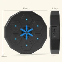 Macchina da Boxe Musicale a Parete, con Connessione Bluetooth e Luci Blu, 40x40 cm, Nero