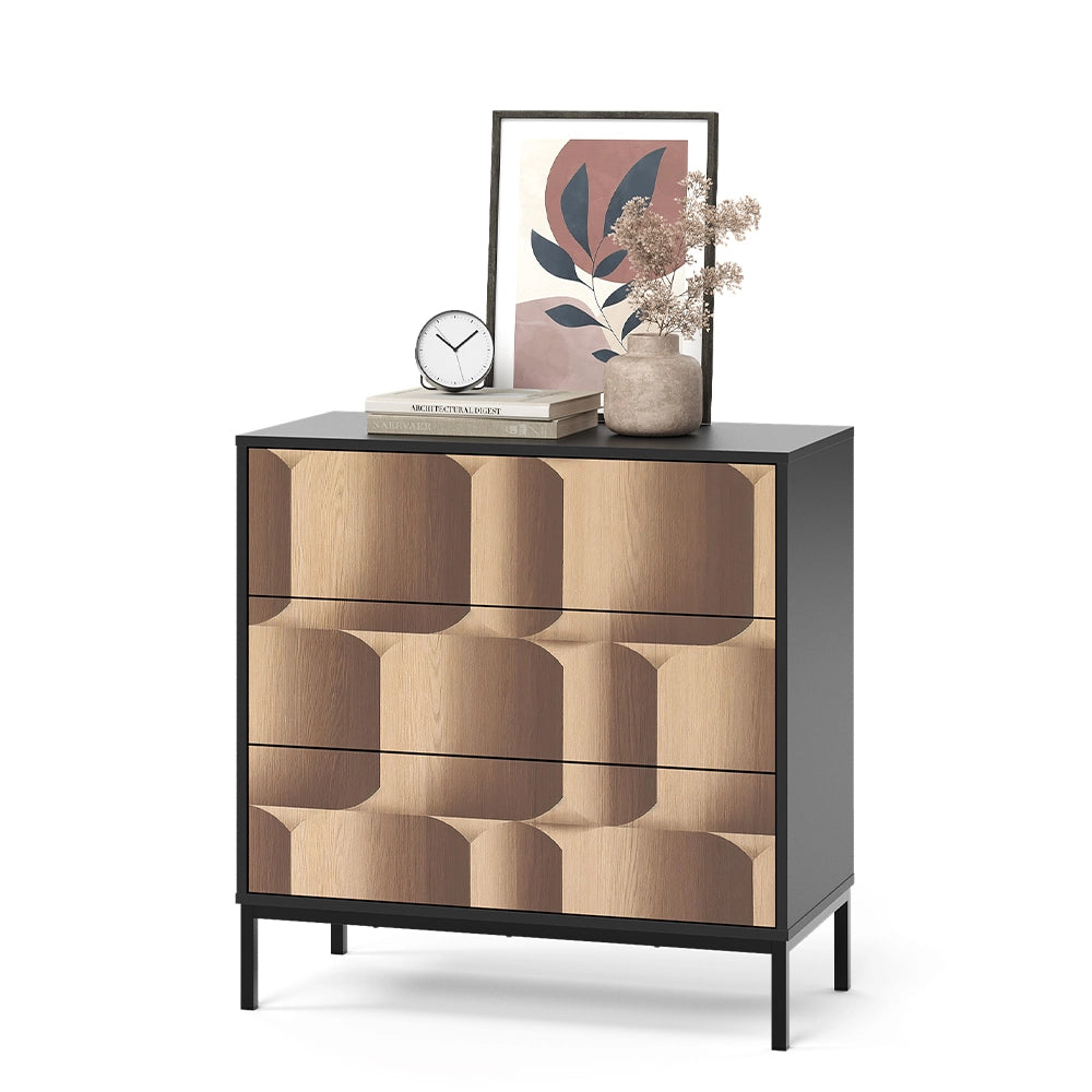 Vicco Cassettiera Nero/quercia 80 x 81.2 cm con 3 cassetti