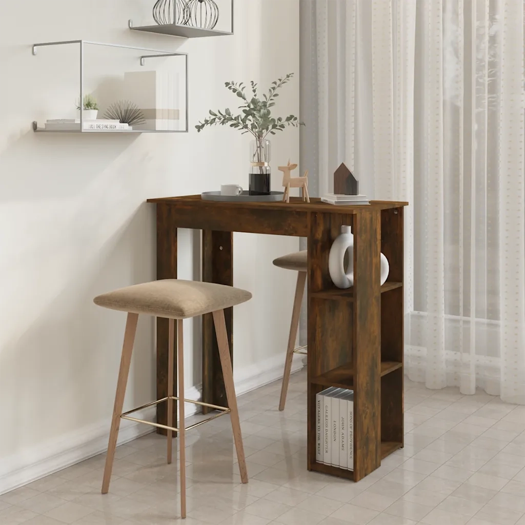 Tavolino da Bar con Ripiani Rovere Fumo 102x50x103,5 cm 812963