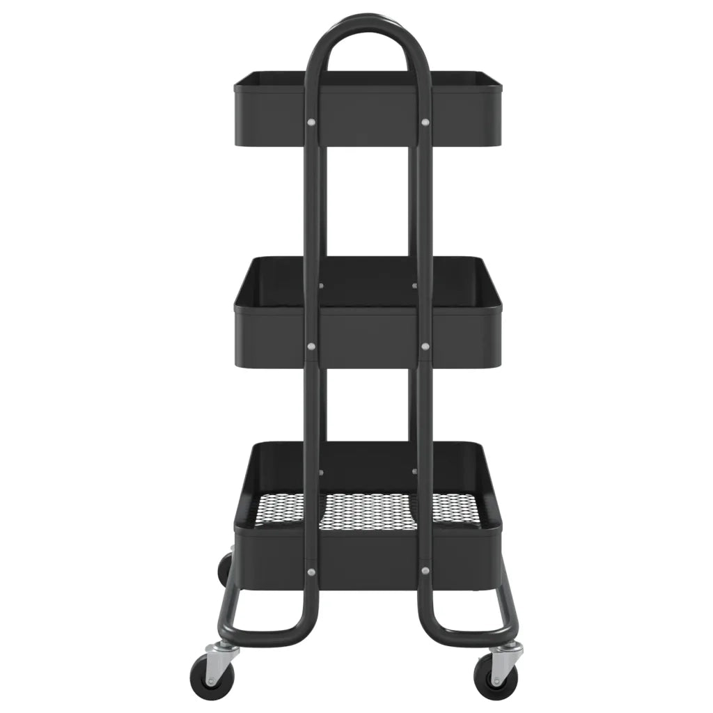 Carrello a 3 Livelli Nero 43x34x79 cm in Acciaio 335865