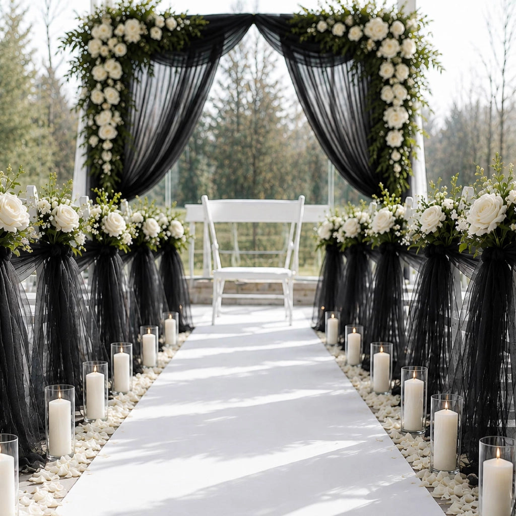 Rotolo Tulle Limoges 30 Metri x 1,5 Metri per Decorazioni Matrimonio, Feste, Fiocchi, Allestimenti e Bomboniere Nero