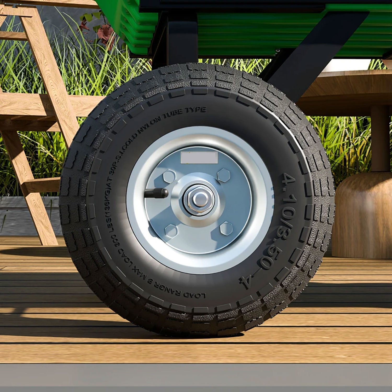 Set 2 Ruote per Carrello Ø25,5x7,5 cm Capacità 80 kg con Scanalature in Gomma e Acciaio Nero