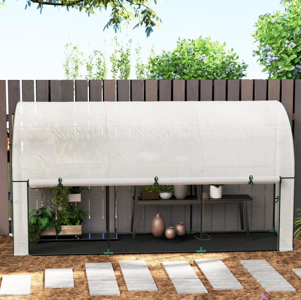 Serra da parete bianca 300x80x157 cm con porta avvolgibile