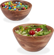 Set di piatti a forma di cono in acacia da 2 pezzi Ø 19 e 25 cm - piatti rotondi per snack e insalate - marrone