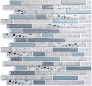 Tegola adesiva per parete Stone Peel Stick per cucina Backsplash 10 fogli Blu chiaro 30 x 30cm 10fogli (A17085P10)
