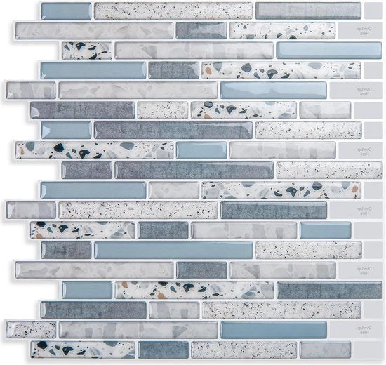 Tegola adesiva per parete Stone Peel Stick per cucina Backsplash 10 fogli Blu chiaro 30 x 30cm 10fogli (A17085P10)
