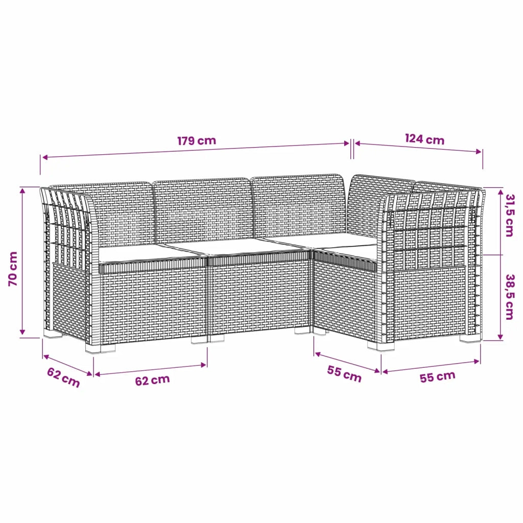 Divano da Giardino 4 Posti con Cuscini Aspetto Rattan PP Bianco 3443970