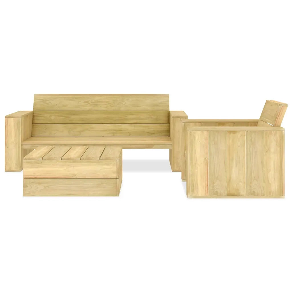 Set Divani da Giardino 3 pz in Legno di Pino Impregnato cod mxl 39387
