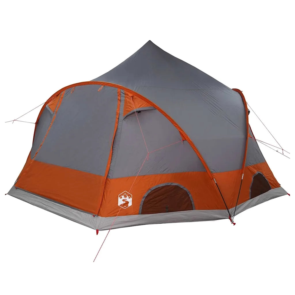 Tenda a cupola per 4 persone con tetto-Tenda da campeggio Grigio e arancione 329887