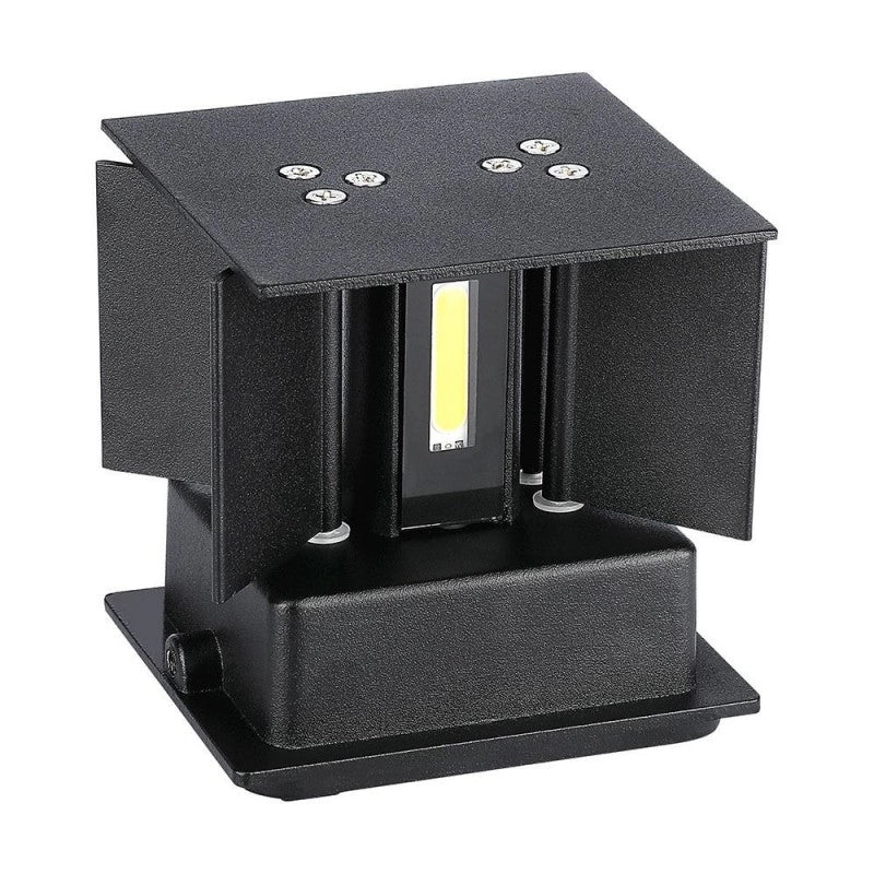 Lampada LED da Muro Quadrata Doppio LED COB 6W Colore Nero Satinato Fascio Luminoso Regolabile 4000K IP65