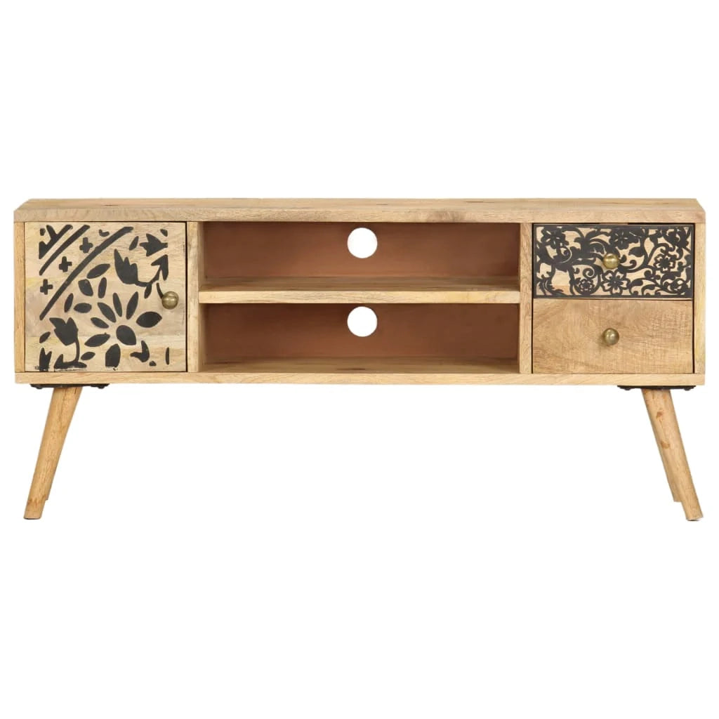 Mobile TV multimediale scaffale per televisione televisore buffet sala da pranzo soggiorno camera da letto 100 x 30 x 45 cm legno massello di mango marrone 02_0025438