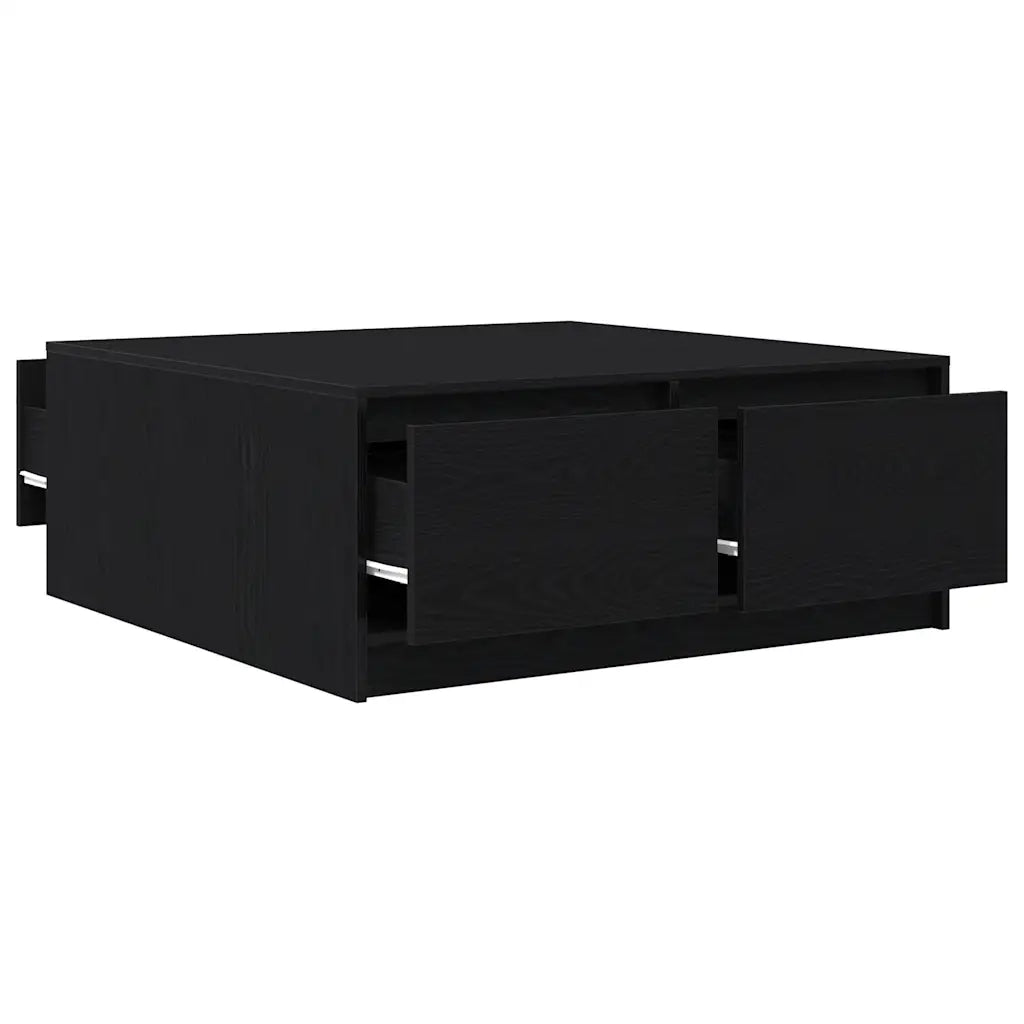 vidaXL Tavolino da Salotto con Cassetti Rovere Nero 100x100x40 cm